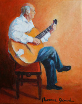 Zeitgenössisches Werk mit dem Titel « Michel à la guitare », Erstellt von MAXENCE GERARD