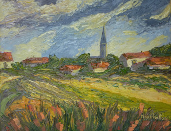 Zeitgenössisches Werk mit dem Titel « Village de Saint Denis », Erstellt von MARICHALTON