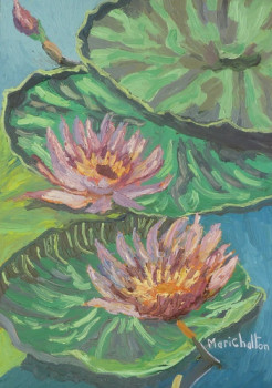 Zeitgenössisches Werk mit dem Titel « Petits lotus », Erstellt von MARICHALTON