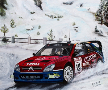 Zeitgenössisches Werk mit dem Titel « Monte Carlo 2003 - CITROEN XSARA WRC - CARLOS SAINZ-LUIS MOYA », Erstellt von ALAIN PINEDE