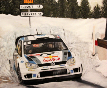 Zeitgenössisches Werk mit dem Titel « Monte Carlo 2013 - VOLKSWAGEN POLO WRC  -  Sébastien Ogier - Julien Ingrassia -2 », Erstellt von ALAIN PINEDE