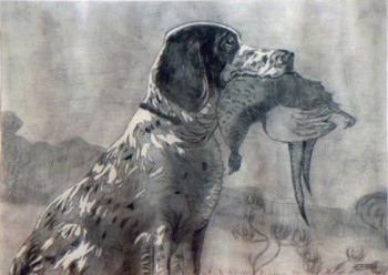 Zeitgenössisches Werk mit dem Titel « Le chien de chasse », Erstellt von KHORRY66