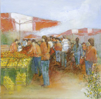 Zeitgenössisches Werk mit dem Titel « Le marché », Erstellt von JEAN GODIN