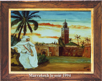 Zeitgenössisches Werk mit dem Titel « Marrakech le soir 1994 », Erstellt von EMILE RAMIS