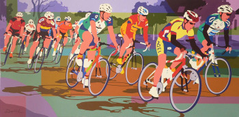 Zeitgenössisches Werk mit dem Titel « La course cycliste », Erstellt von DANIELL