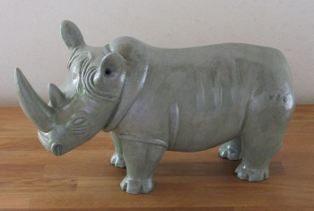 Zeitgenössisches Werk mit dem Titel « Rhinocéros Blanc », Erstellt von XAVIER JARRY-LACOMBE