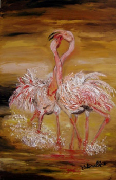 Zeitgenössisches Werk mit dem Titel « les flamants roses », Erstellt von ESTERELLE