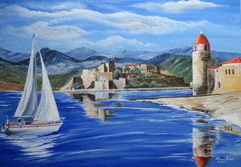 Zeitgenössisches Werk mit dem Titel « Voiles sur Collioure », Erstellt von GéRARD PACROS