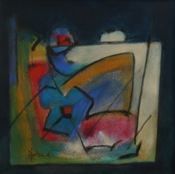 Zeitgenössisches Werk mit dem Titel « Fleur bleue au coeur rouge », Erstellt von ALAIN BERTHAUD