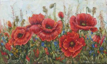 Zeitgenössisches Werk mit dem Titel « coquelicots 2 », Erstellt von STEPANYUK ALINA