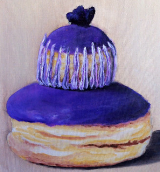 Zeitgenössisches Werk mit dem Titel « Gourmandises 3 - religieuse à la violette », Erstellt von PATRICIA DELEY