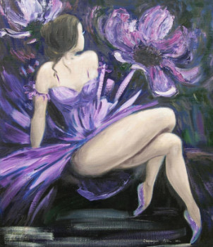 Zeitgenössisches Werk mit dem Titel « la jeune fille en violet », Erstellt von STEPANYUK ALINA