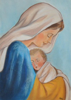 Zeitgenössisches Werk mit dem Titel « la vierge marie et son enfant », Erstellt von AMANDINE RENAUD