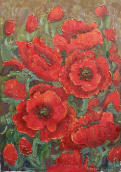 Zeitgenössisches Werk mit dem Titel « les coquelicots », Erstellt von STEPANYUK ALINA