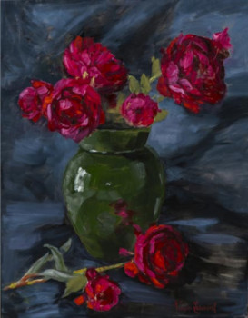 Zeitgenössisches Werk mit dem Titel « PIVOINES ROUGES », Erstellt von FRANçOISE LEDAMOISEL