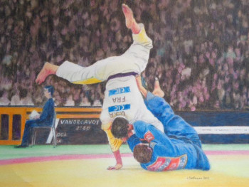 Zeitgenössisches Werk mit dem Titel « Chute en projection flottante (judo) », Erstellt von JACQUES TAFFOREAU