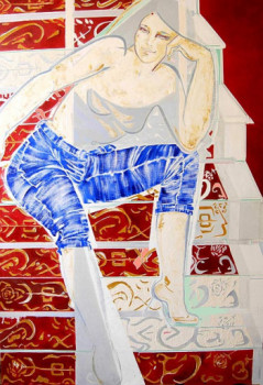 Zeitgenössisches Werk mit dem Titel « Le tapis de l'escalier », Erstellt von DELALEUF