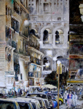 Zeitgenössisches Werk mit dem Titel « Rome, Le Colisé rue nocturne. », Erstellt von JEAN-LUC CELCE