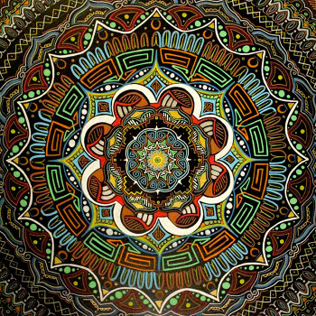 Zeitgenössisches Werk mit dem Titel « Mandala 5 », Erstellt von TOCKART