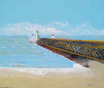 Zeitgenössisches Werk mit dem Titel « L'Estacade à Capbreton », Erstellt von BERNARD CAHUE