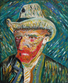 Zeitgenössisches Werk mit dem Titel « interprétation de l'autoportrait de Van Gogh », Erstellt von HOCINE SOLTANI