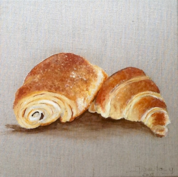 Zeitgenössisches Werk mit dem Titel « Série petit dejeuner - croissant et pain chocolat », Erstellt von PATRICIA DELEY