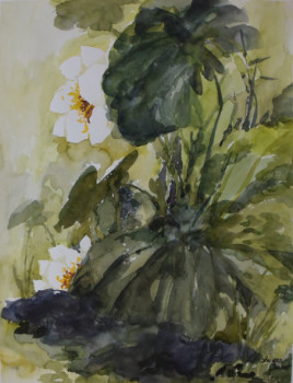 Zeitgenössisches Werk mit dem Titel « Lotus Blanc », Erstellt von ZHUYAN