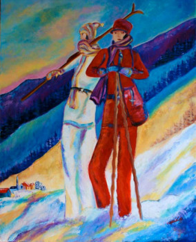 Zeitgenössisches Werk mit dem Titel « Ski dans Les laurentides », Erstellt von GHISLAINE CAPRIN