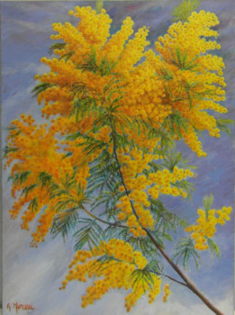 Zeitgenössisches Werk mit dem Titel « Branche de mimosa », Erstellt von AMALIA MEREU