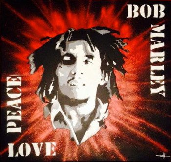 Zeitgenössisches Werk mit dem Titel « Bob Marley - Peace , Love . », Erstellt von BRUNOCREM