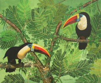 Zeitgenössisches Werk mit dem Titel « Toucans », Erstellt von JACQUELINE VERNAY-MILLOT