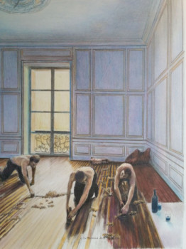 Zeitgenössisches Werk mit dem Titel « Les raboteurs de parquet (d'après G. Caillebotte) », Erstellt von JACQUES TAFFOREAU