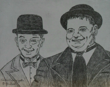 Zeitgenössisches Werk mit dem Titel « Laurel & Hardy », Erstellt von ANGELINO CAMPIGOTTO