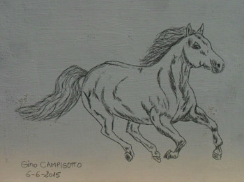 Zeitgenössisches Werk mit dem Titel « Cheval  », Erstellt von ANGELINO CAMPIGOTTO