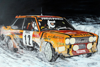 Zeitgenössisches Werk mit dem Titel « Monte Carlo 1980 - FIAT 131 ABARTH - Michele MOUTON-Annie ARRII », Erstellt von ALAIN PINEDE