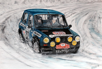 Zeitgenössisches Werk mit dem Titel « Monte Carlo 1977 AUTOBIANCHI A112 ABARTH CHARDONNET Michèle MOUTON Françoise CONCONI », Erstellt von ALAIN PINEDE