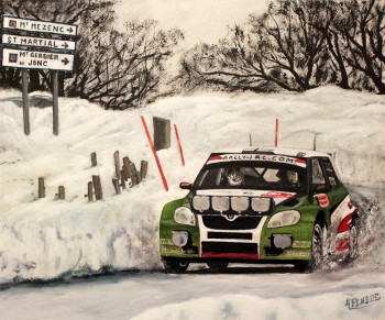 Zeitgenössisches Werk mit dem Titel « Monte Carlo 2010 SKODA FABIA 2000 Juho Hanninen - Mikko Markkula », Erstellt von ALAIN PINEDE