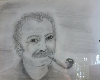 Zeitgenössisches Werk mit dem Titel « Portrait de Georges Brassens », Erstellt von PATRICIA DELEY