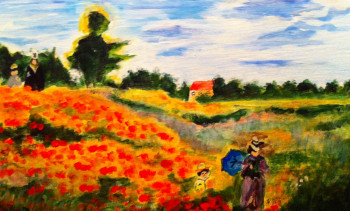 Zeitgenössisches Werk mit dem Titel « Champ de coquelicots d après C Monet », Erstellt von PATRICIA DELEY