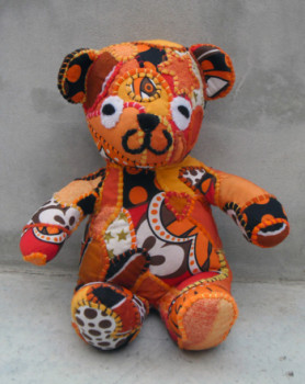 Zeitgenössisches Werk mit dem Titel « Nounours orange vintage », Erstellt von CDEM-EDEN