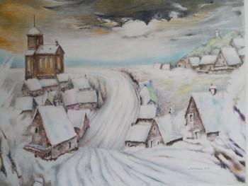 Zeitgenössisches Werk mit dem Titel « Village retraite dans la neige », Erstellt von JACQUES TAFFOREAU