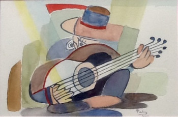 Zeitgenössisches Werk mit dem Titel « Le joueur de guitare », Erstellt von PATRICIA DELEY