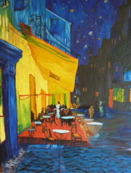 Zeitgenössisches Werk mit dem Titel « Bar dans la Nuit d'après V. Gogh », Erstellt von VYKING