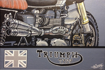 Zeitgenössisches Werk mit dem Titel « Triumph bonneville 1 », Erstellt von JAROD