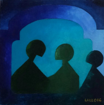 Zeitgenössisches Werk mit dem Titel « 3 figures, bleues », Erstellt von LALLO