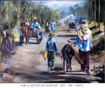 Zeitgenössisches Werk mit dem Titel « SUR LA ROUTE DU MARCHE », Erstellt von FRANçOISE LEDAMOISEL