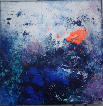 Zeitgenössisches Werk mit dem Titel « NEBULEUSE BLEUE 6 », Erstellt von MIREILLE MAURY