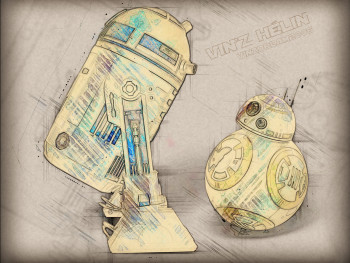 Zeitgenössisches Werk mit dem Titel « R2d2 and Bb8 », Erstellt von VINZDREAM2006