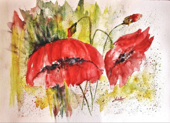 Zeitgenössisches Werk mit dem Titel « Les poppies  », Erstellt von CATHERINE VALETTE