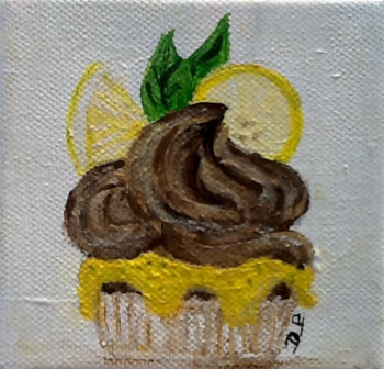 Zeitgenössisches Werk mit dem Titel « Gourmandises - série cupcake - chocolat citron », Erstellt von PATRICIA DELEY